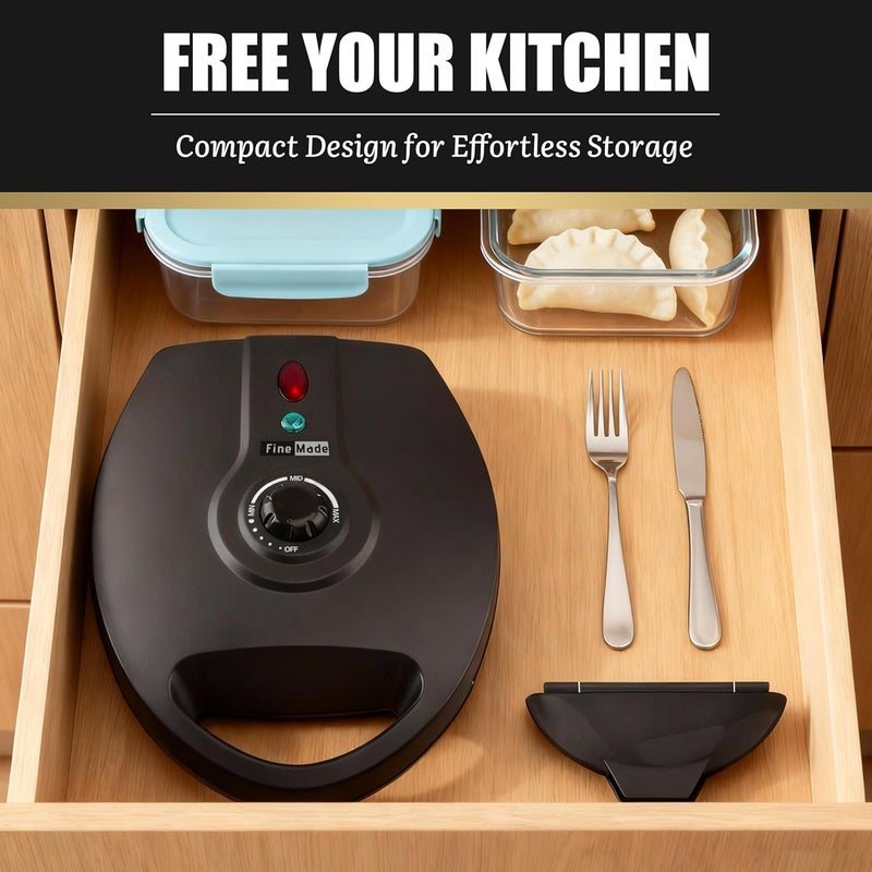 FineMade Electric Empanada Maker Machine with Press Mold,Large Dumpling Maker Press,Pierogi Maker Press Machine,Make 4 Psc of 6 Inches Large Empanadas,Jamaican Beef Patties,Calzones,Pocket Pies,Black - Image 5
